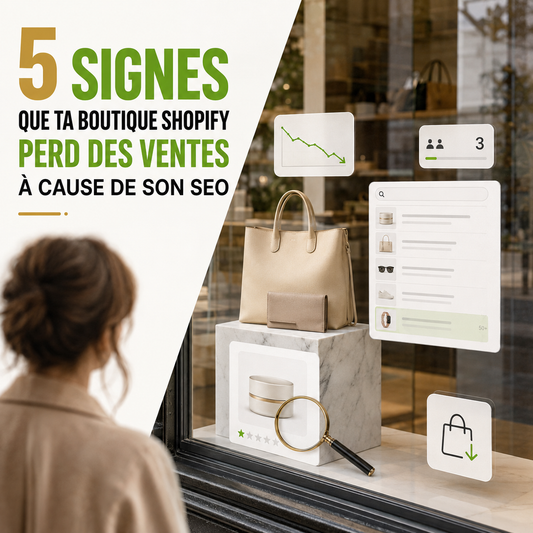 5 signes que ta boutique Shopify perd des ventes à cause de son SEO - illustration avec vitrine e-commerce