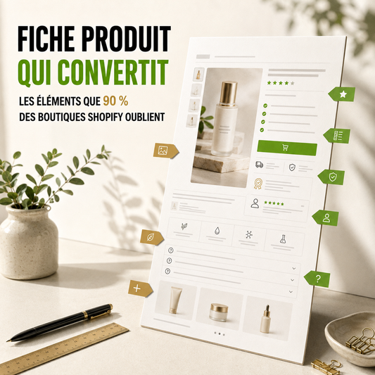 Fiche produit Shopify qui convertit - éléments essentiels illustration